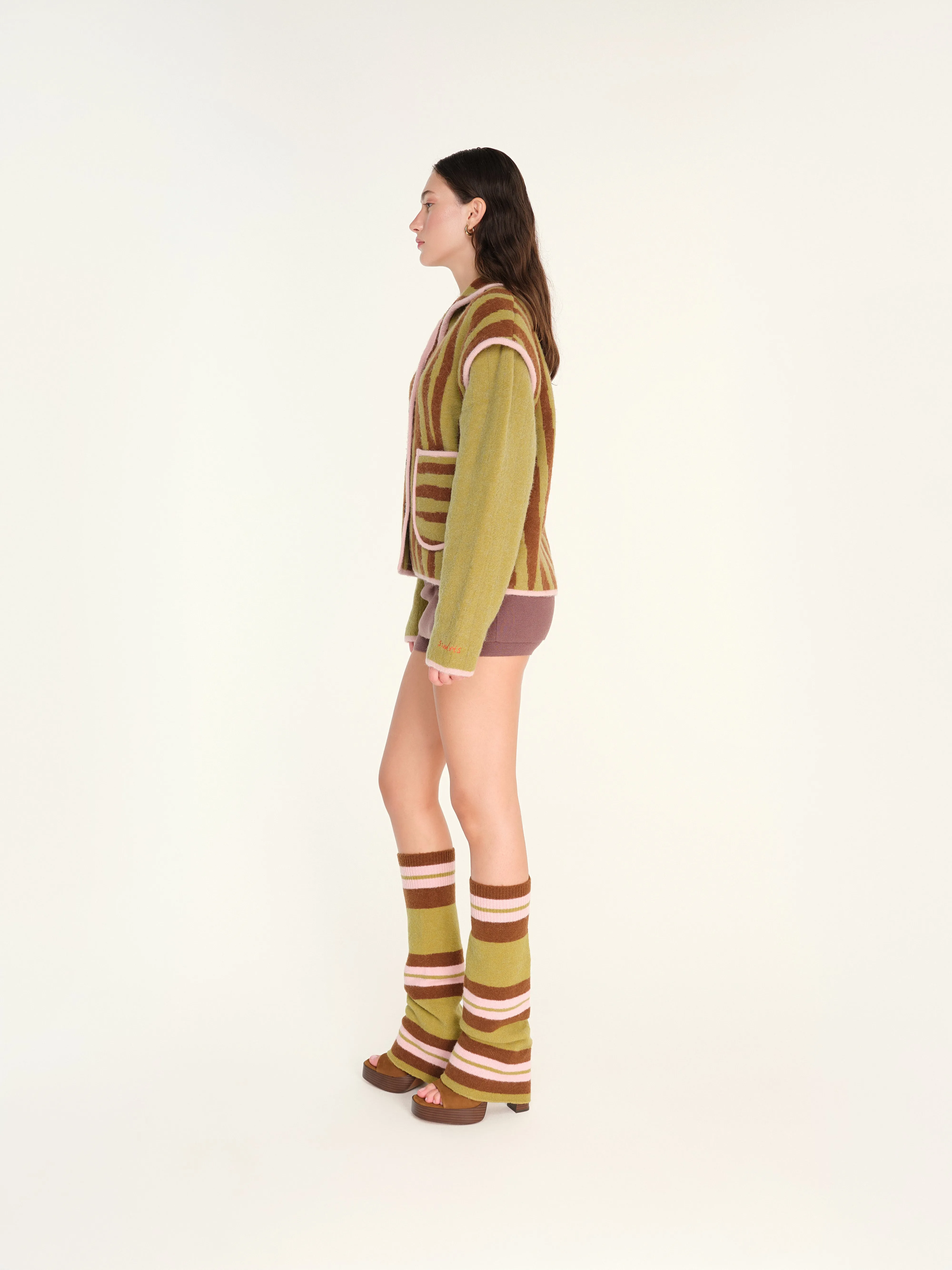 RINA - Jacquard knit jacket with removable sleeves