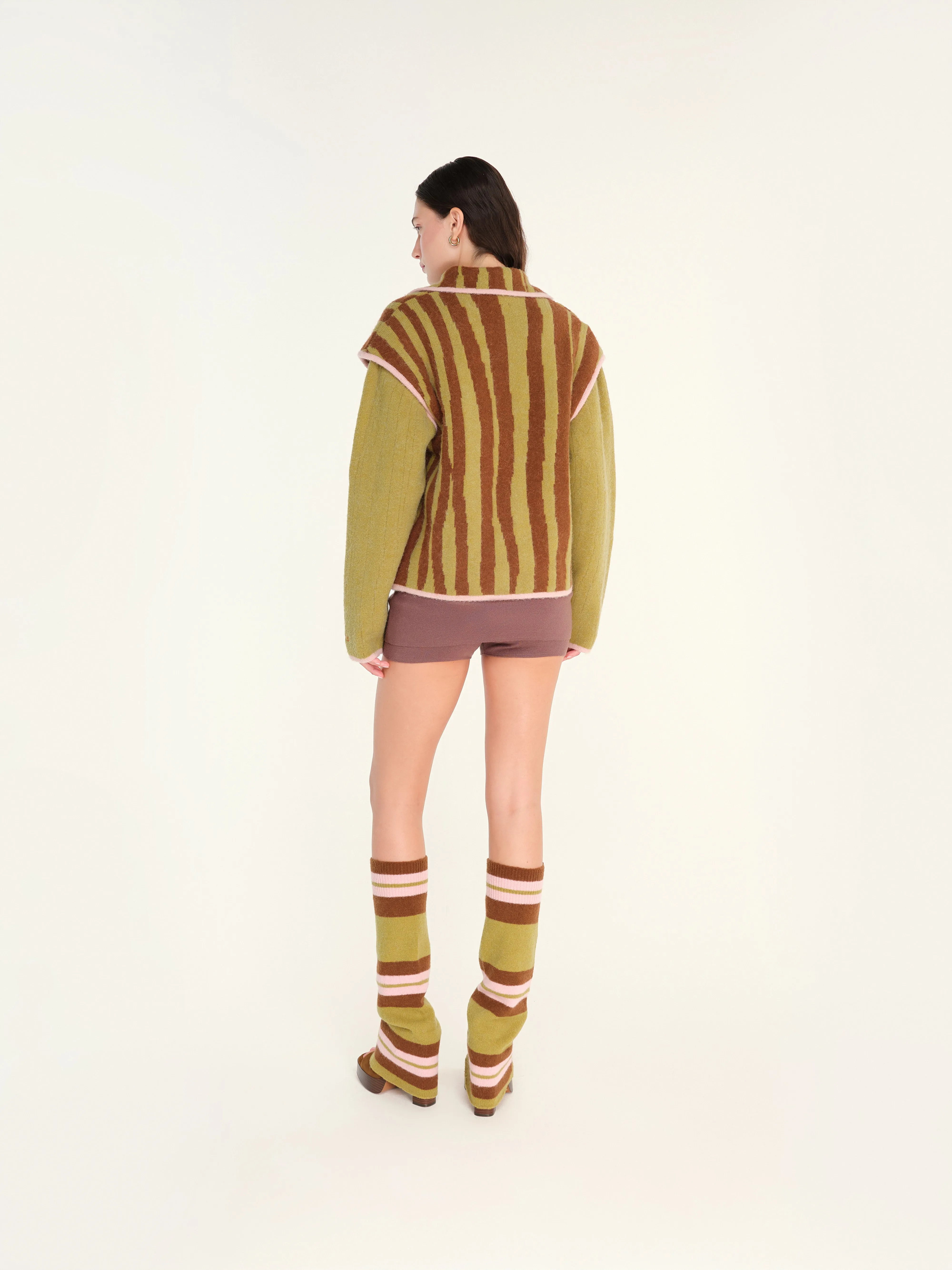 RINA - Jacquard knit jacket with removable sleeves