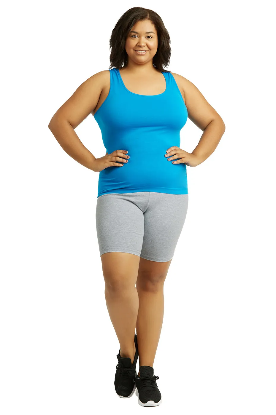 SOFRA COTTON 15 INCH LEGGING SHORTS PLUS SIZE (WP4015X_H.GRY)