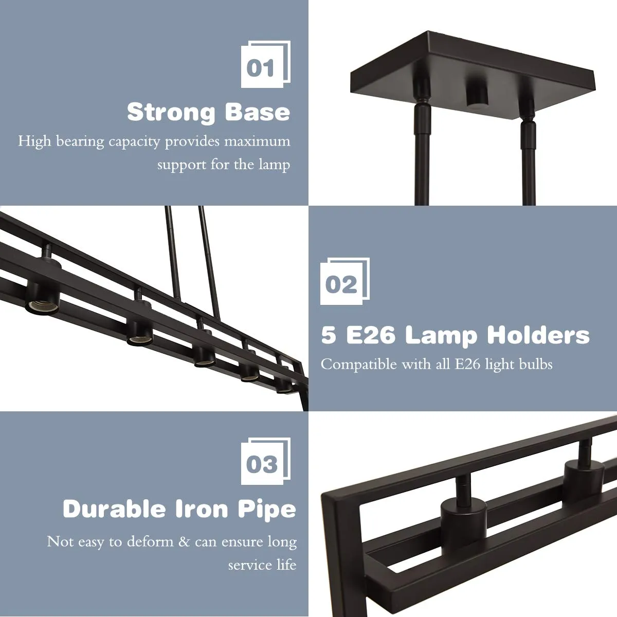 Tangkula 5-Light Island Lighting, Modern Style Domestic Linear Pendant Light Fixture