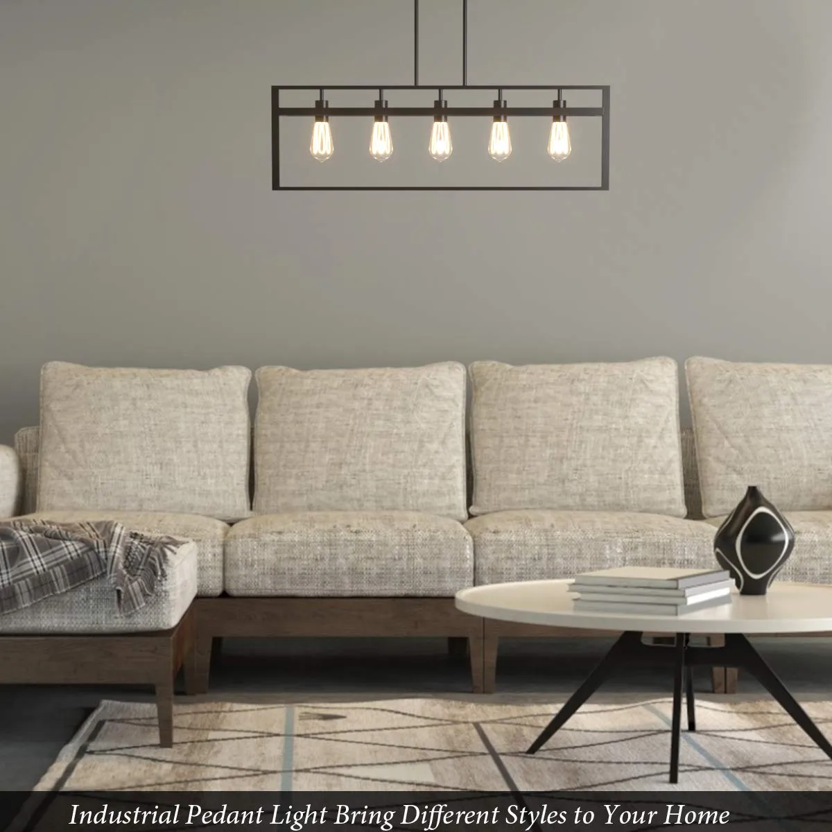 Tangkula 5-Light Island Lighting, Modern Style Domestic Linear Pendant Light Fixture