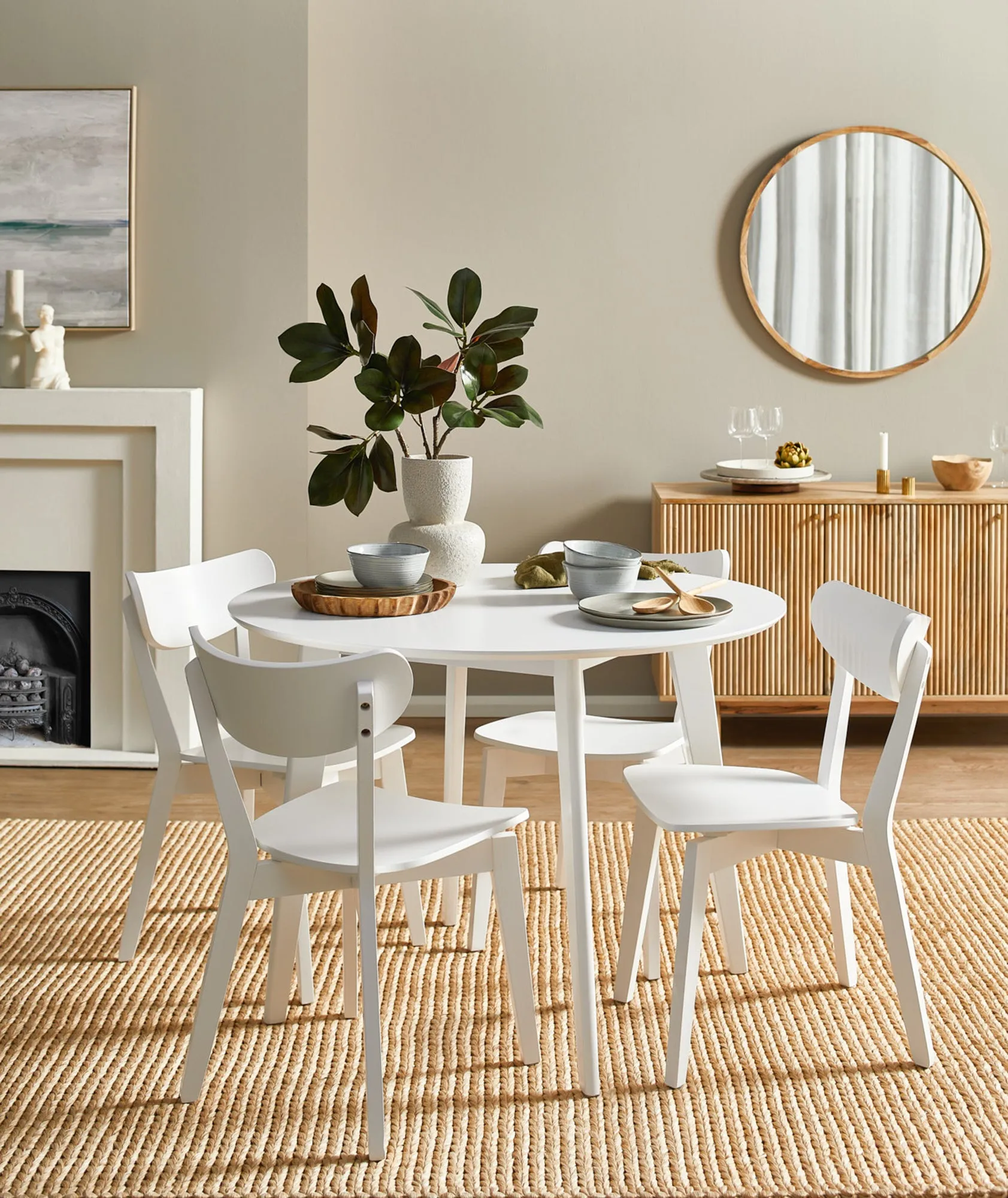 Tate Round Wooden Framed Wall Mirror