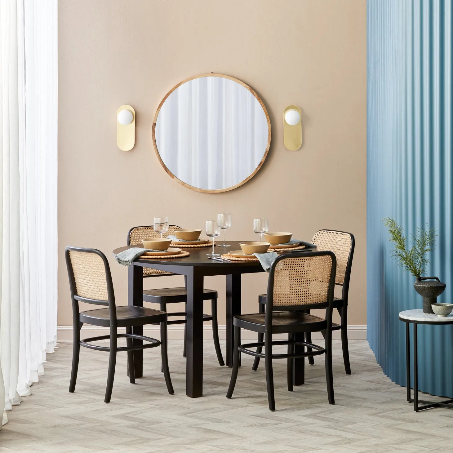 Tate Round Wooden Framed Wall Mirror