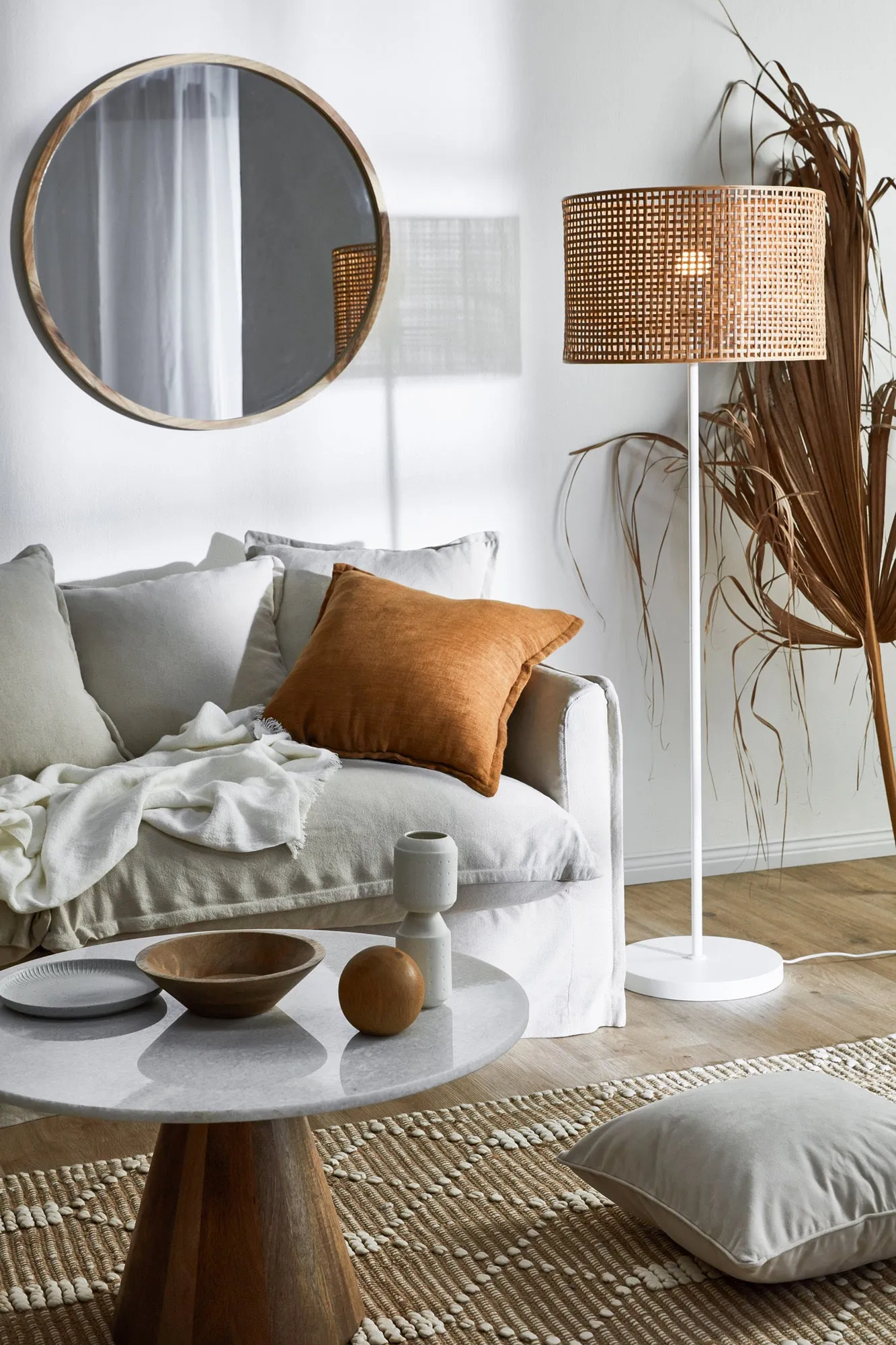 Tate Round Wooden Framed Wall Mirror