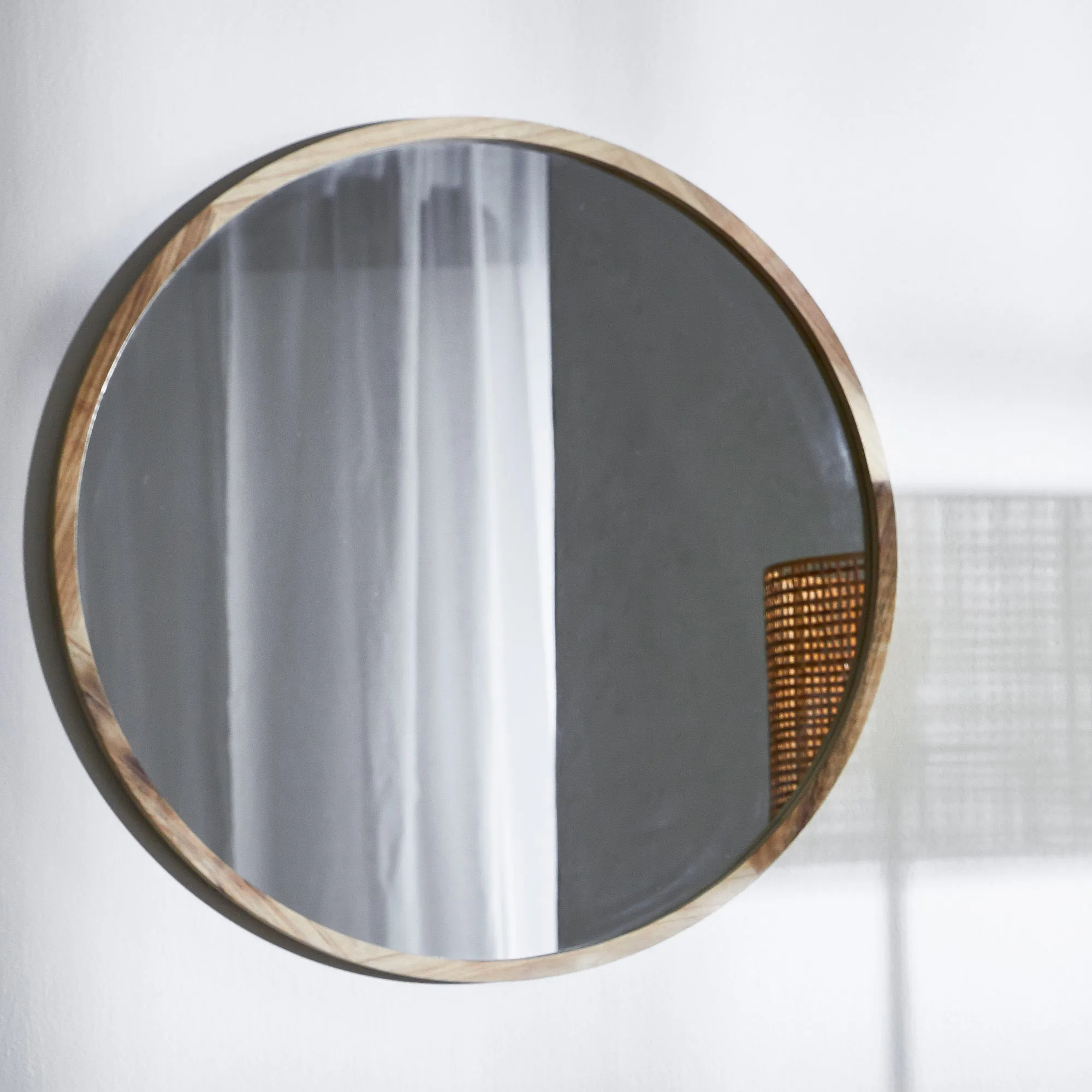 Tate Round Wooden Framed Wall Mirror