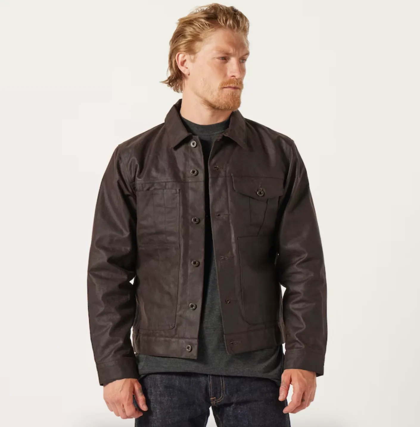 Tin Cloth Short Lined Cruiser Jacket Dk Brown