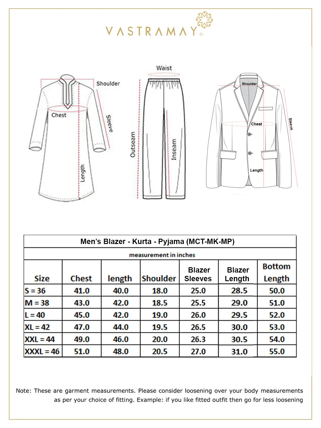 VASTRAMAY Gray Blazer and Cream Kurta Set