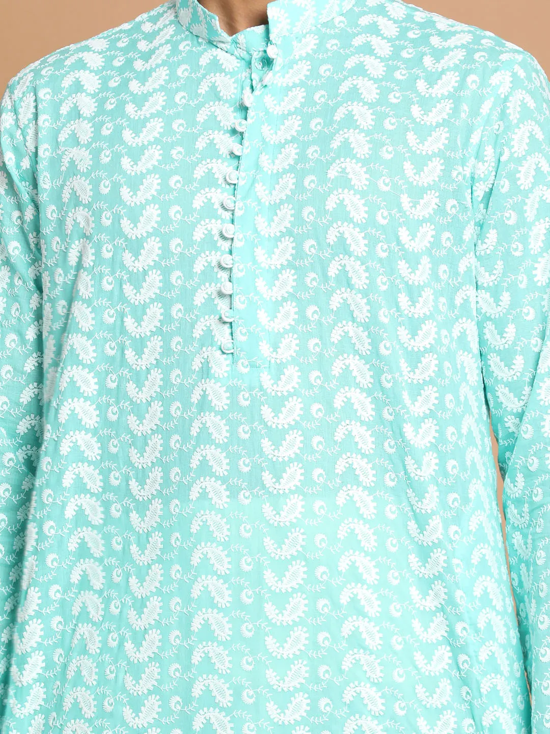 VASTRAMAY Green Chikankari Kurta Patiala Set