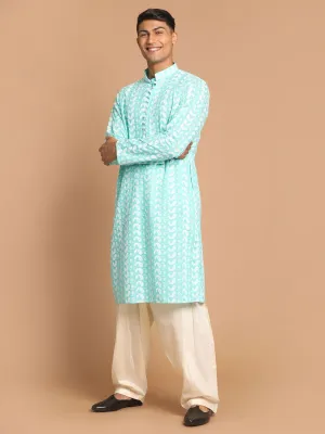 VASTRAMAY Green Chikankari Kurta Patiala Set