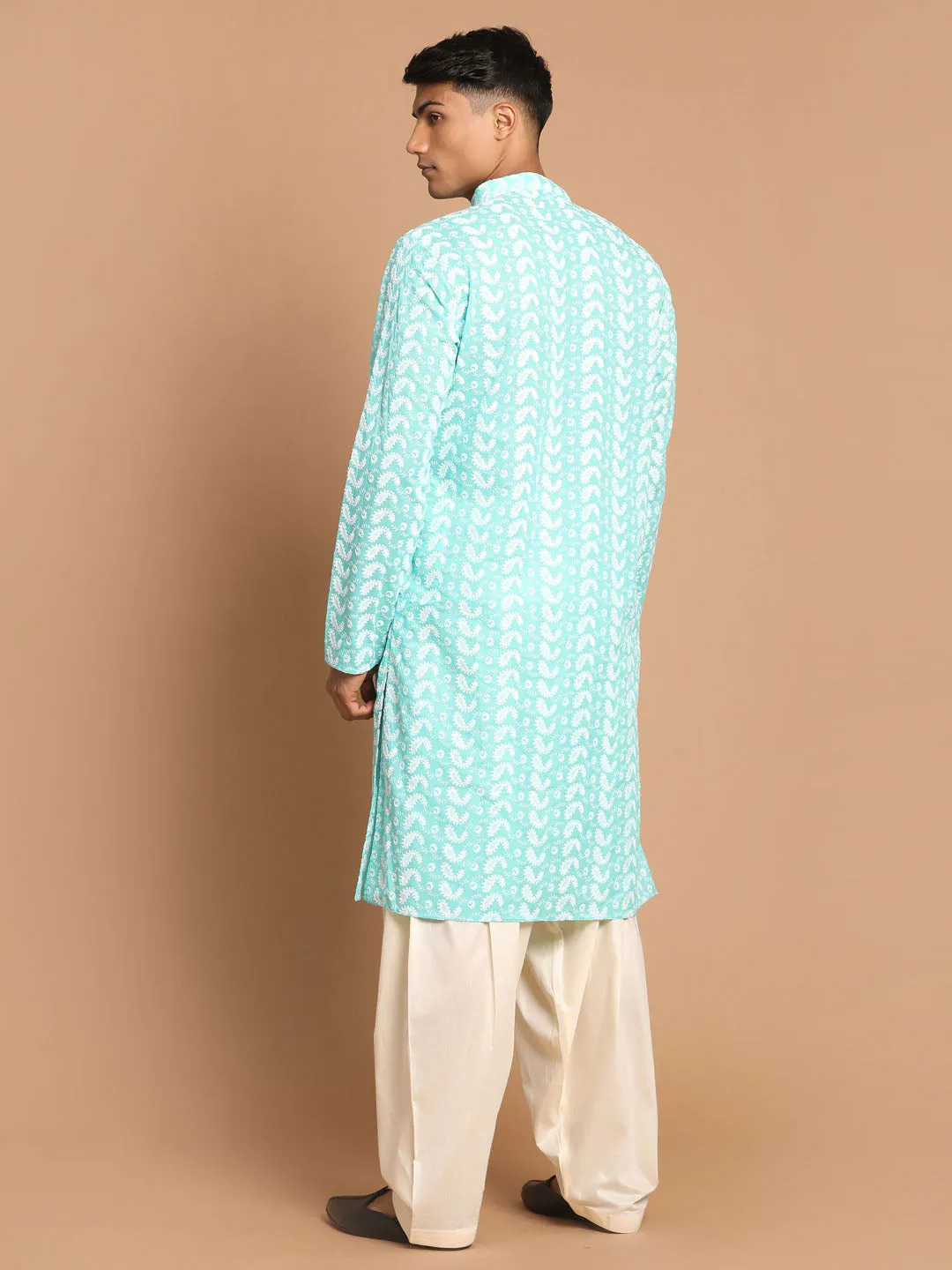 VASTRAMAY Green Chikankari Kurta Patiala Set