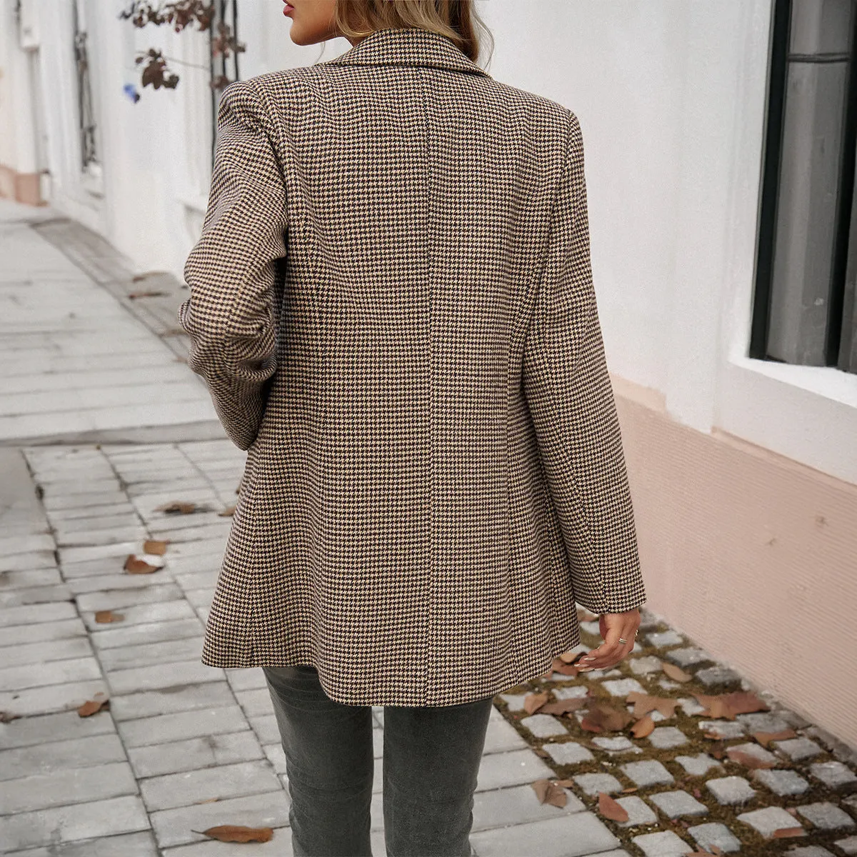 Winter Contrast Lapel Button Blazer Wholesale Women's Coats & Jackets N3824073100085