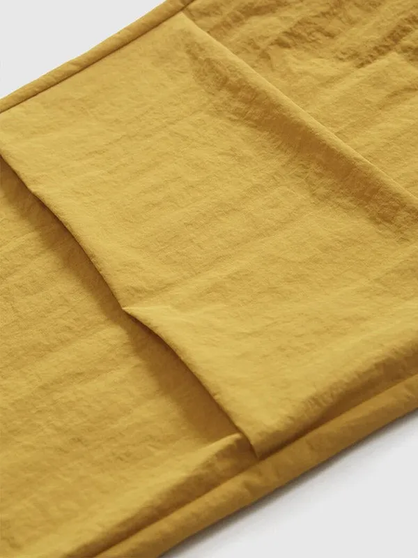 Yellow Wide Leg Parachtute Pants with Adjustable Leg Opening