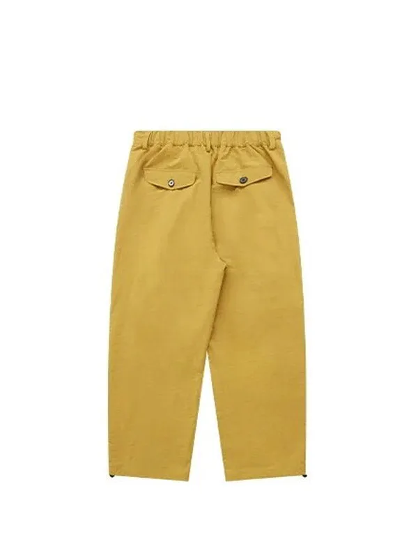 Yellow Wide Leg Parachtute Pants with Adjustable Leg Opening