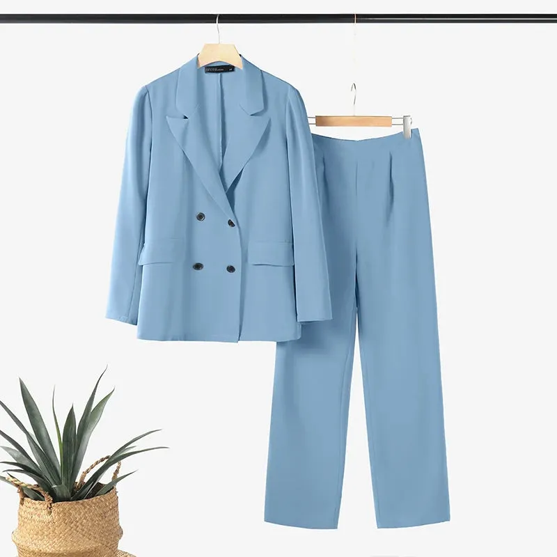 ZANZEA Casual Long Pants Outfit  Women Two Piece Sets Fashion Long Sleeve Lapel Blazer Suits Elegant Office Lady Matching Sets