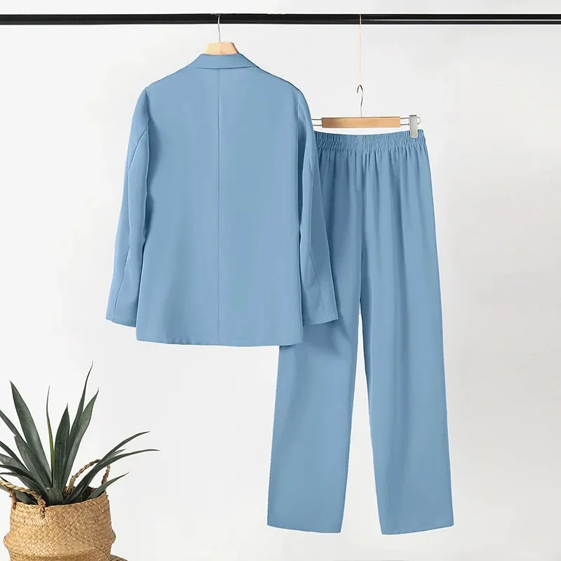 ZANZEA Casual Long Pants Outfit  Women Two Piece Sets Fashion Long Sleeve Lapel Blazer Suits Elegant Office Lady Matching Sets